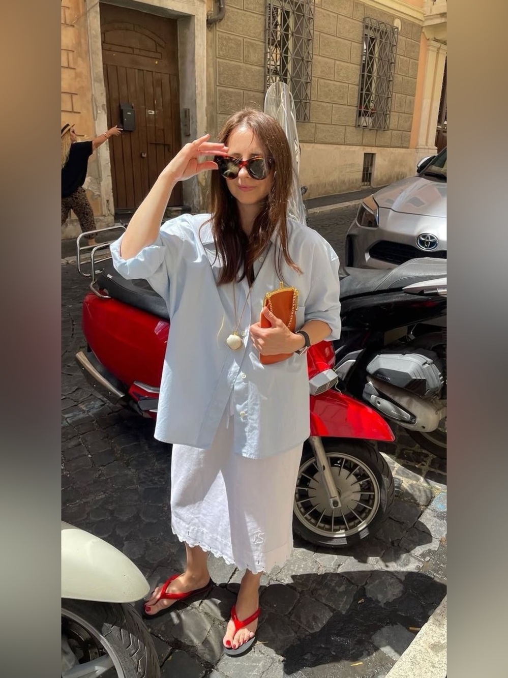 ZARA Oversized Blue Shirt Button Down 3/4 sleeves size S/M